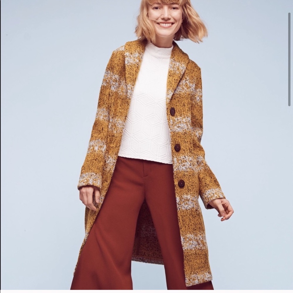 Anthropologie Tabitha harvest sweater coat mustard